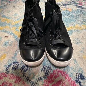 Torrid Black and White Leather High-Top Sneakers